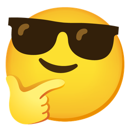 smiling face with sunglasses and thinking face