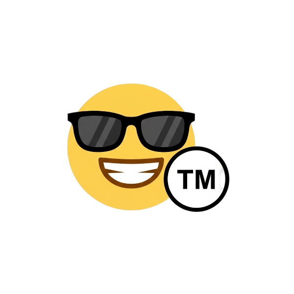 Smiling face with sunglasses and Trade mark