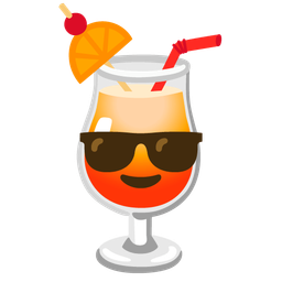 Smiling face with sunglasses and Tropical drink
