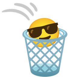 Smiling face with sunglasses and Wastebasket