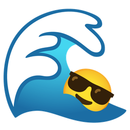 Smiling face with sunglasses and Water wave