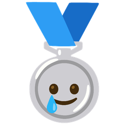 smiling face with tear and 2nd place medal