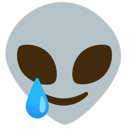 smiling face with tear and alien