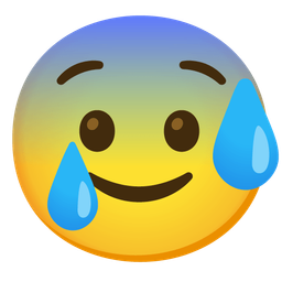 smiling face with tear and anxious face with sweat