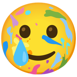 smiling face with tear and artist palette