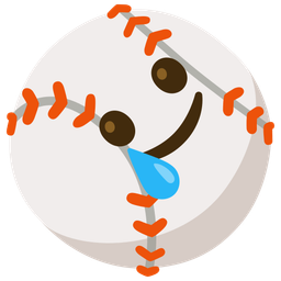 smiling face with tear and baseball