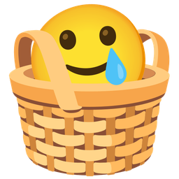 smiling face with tear and basket