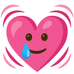 smiling face with tear and beating heart