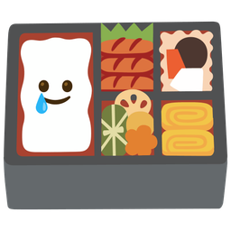 smiling face with tear and bento box