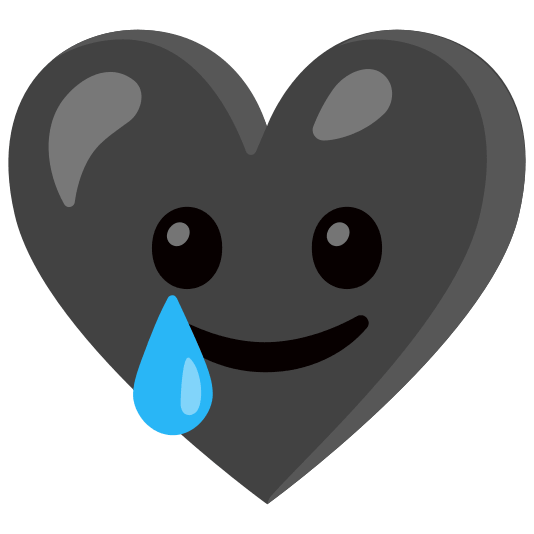 Smiling face with tear and Black heart