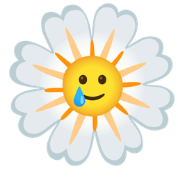 smiling face with tear and blossom