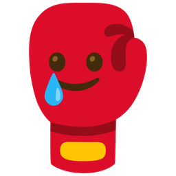 smiling face with tear and boxing glove