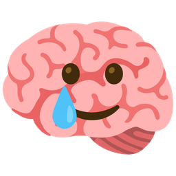 smiling face with tear and brain