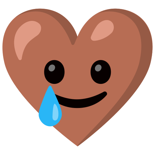 Smiling face with tear and Brown heart