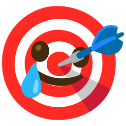 smiling face with tear and bullseye