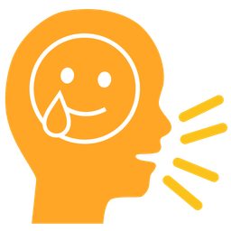 smiling face with tear and bust in silhouette