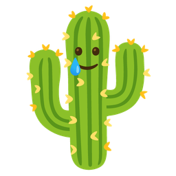 smiling face with tear and cactus