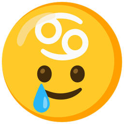 smiling face with tear and Cancer