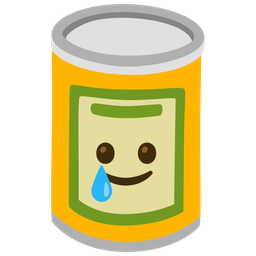 smiling face with tear and canned food