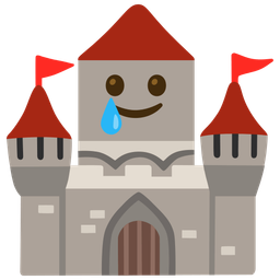 smiling face with tear and castle