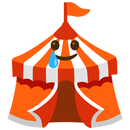 smiling face with tear and circus tent
