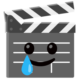 smiling face with tear and clapper board