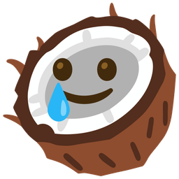 smiling face with tear and coconut