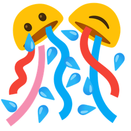 smiling face with tear and confetti ball