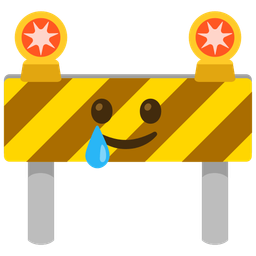 smiling face with tear and construction