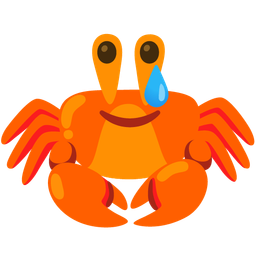 smiling face with tear and crab