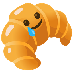 smiling face with tear and croissant