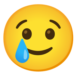 smiling face with tear and crying face