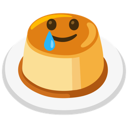 smiling face with tear and custard
