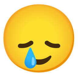 smiling face with tear and disappointed face
