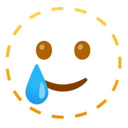 smiling face with tear and dotted line face