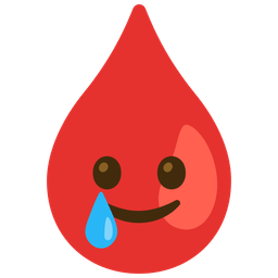 smiling face with tear and drop of blood