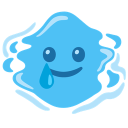 smiling face with tear and droplet