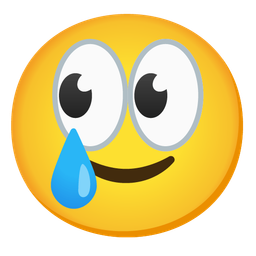 smiling face with tear and eyes