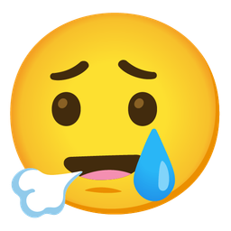 smiling face with tear and face exhaling