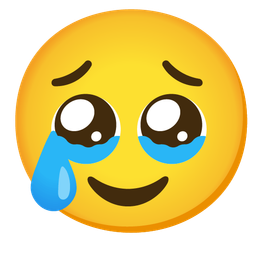 smiling face with tear and face holding back tears