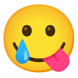Smiling face with tear and Face savoring food