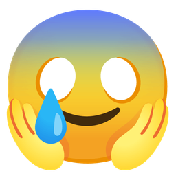 smiling face with tear and face screaming in fear