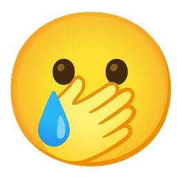 smiling face with tear and face with open eyes and hand over mouth