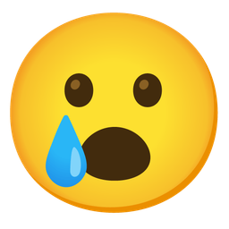 smiling face with tear and face with open mouth