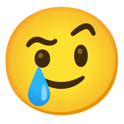 smiling face with tear and face with raised eyebrow