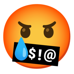 smiling face with tear and face with symbols on mouth