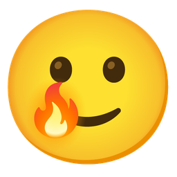 smiling face with tear and fire