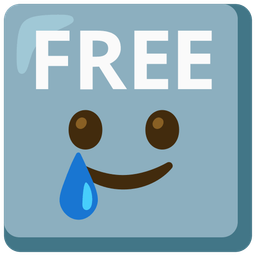 smiling face with tear and FREE button