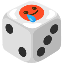 smiling face with tear and game die