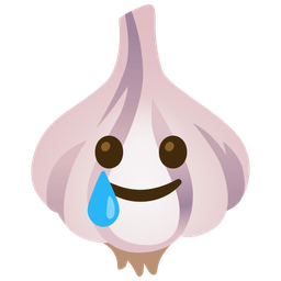 smiling face with tear and garlic
